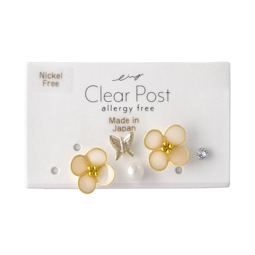 Flower and Butterfly Plastic Earring Set