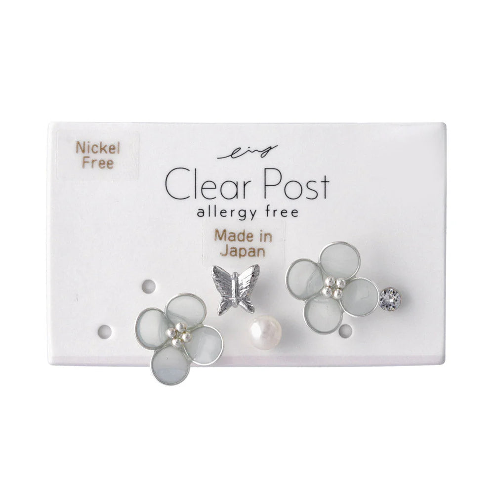 Flower and Butterfly Plastic Earring Set