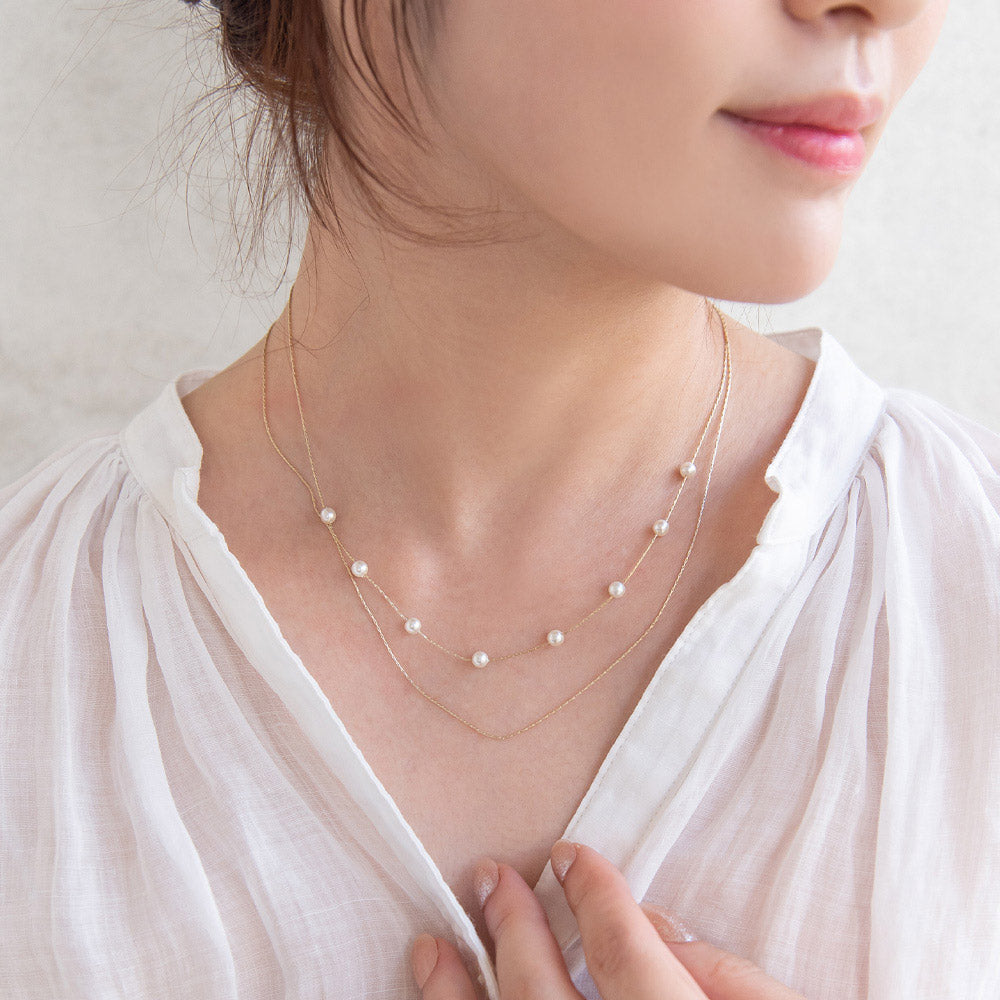 Layered Floating Pearl Necklace