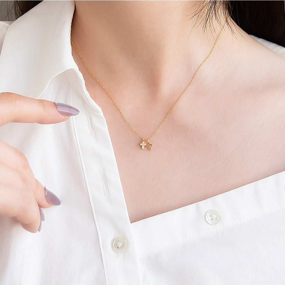 Twin Cross Charm Necklace