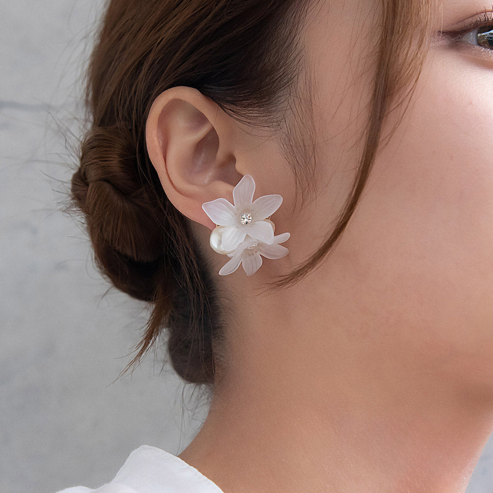 Ivory Bloom Pearl Drop Earrings