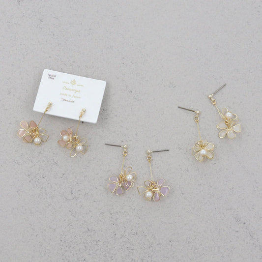 Pastel Double Flower Drop Earrings