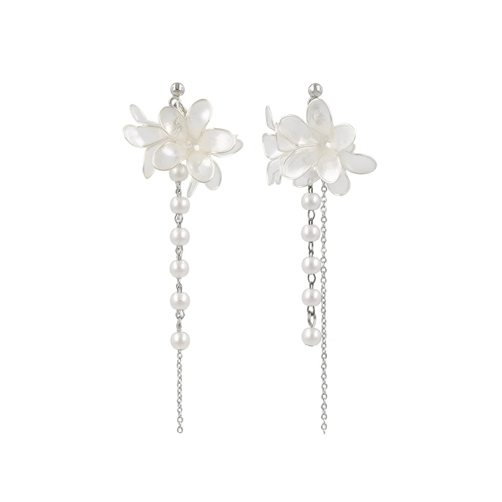 Flower Cluster Linear Drop Earrings