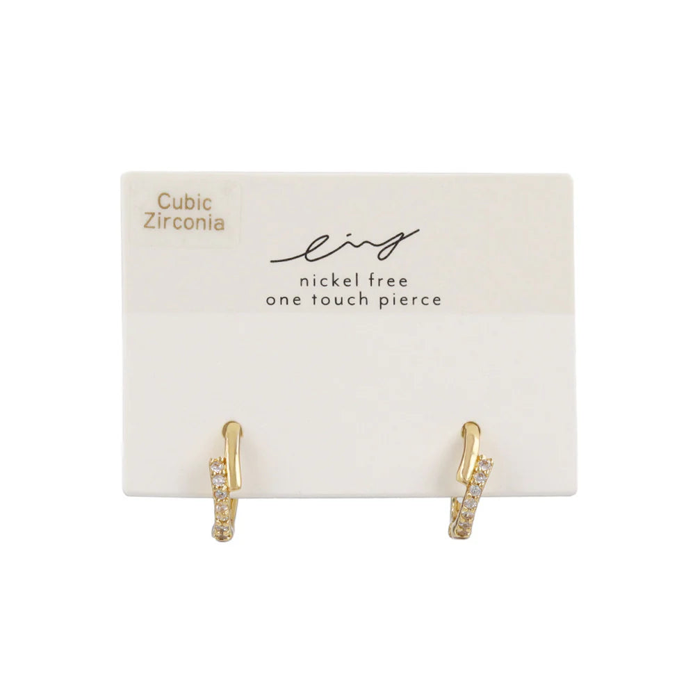 Pave Accent Huggie Hoop Earrings