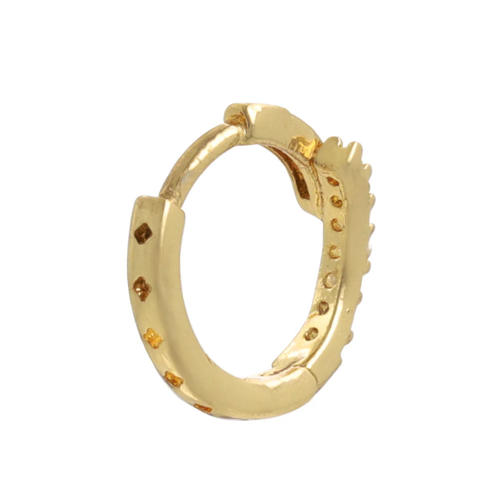 Pave Accent Huggie Hoop Earrings