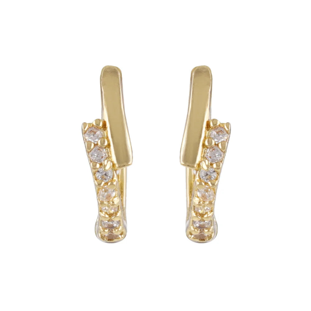 Pave Accent Huggie Hoop Earrings