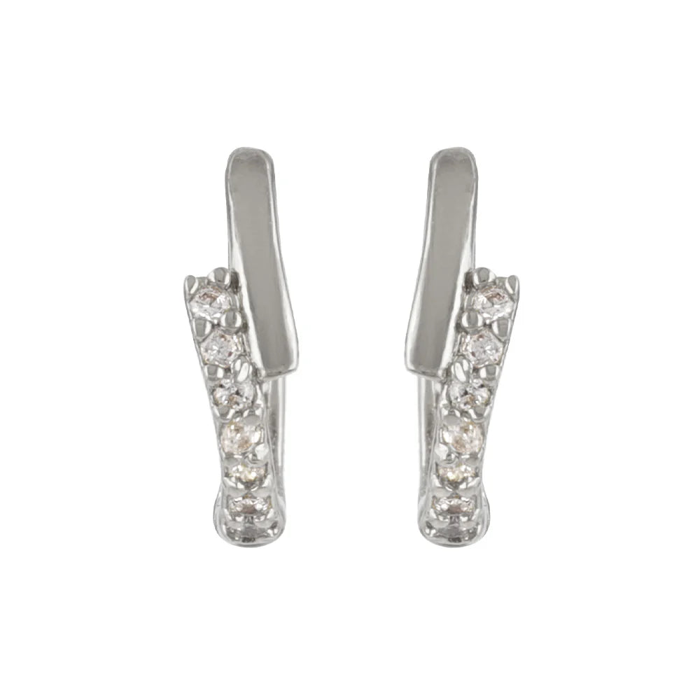 Pave Accent Huggie Hoop Earrings
