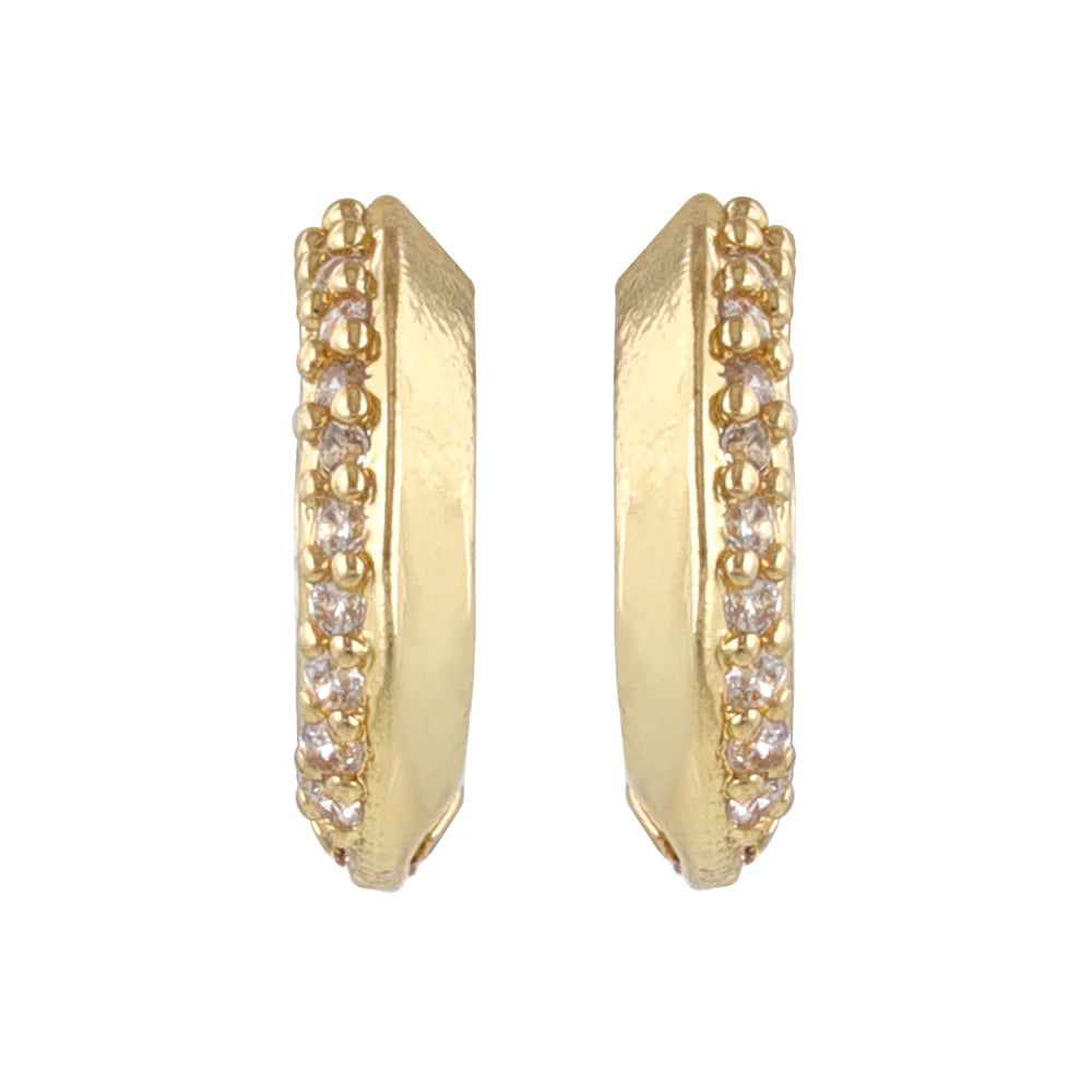 Half Pave Huggie Earrings