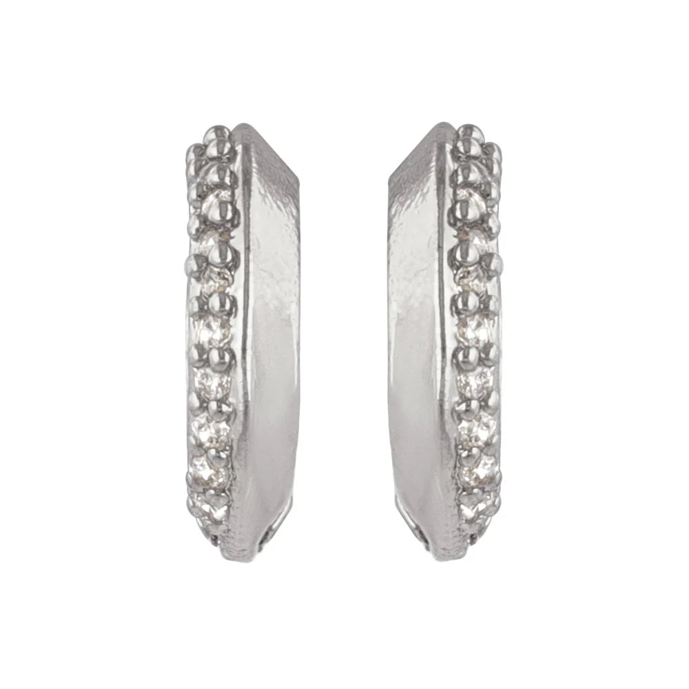 Half Pave Huggie Earrings