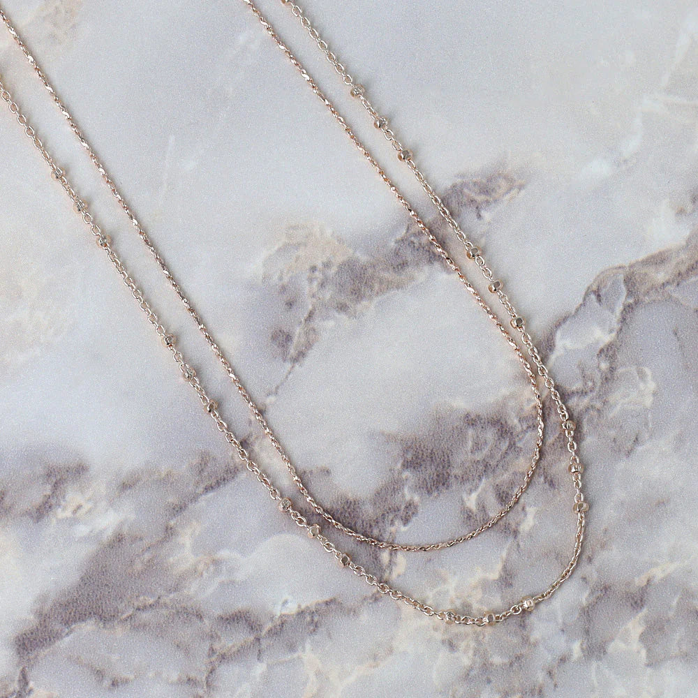 Rose Silver Double Strand Slider Necklace