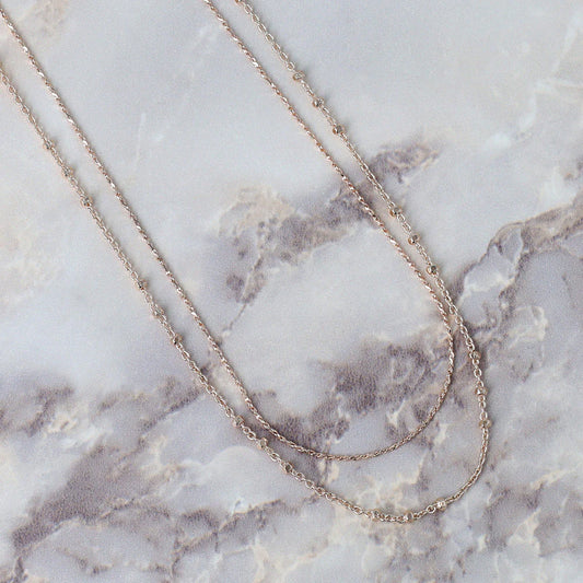 Rose Silver Double Strand Slider Necklace