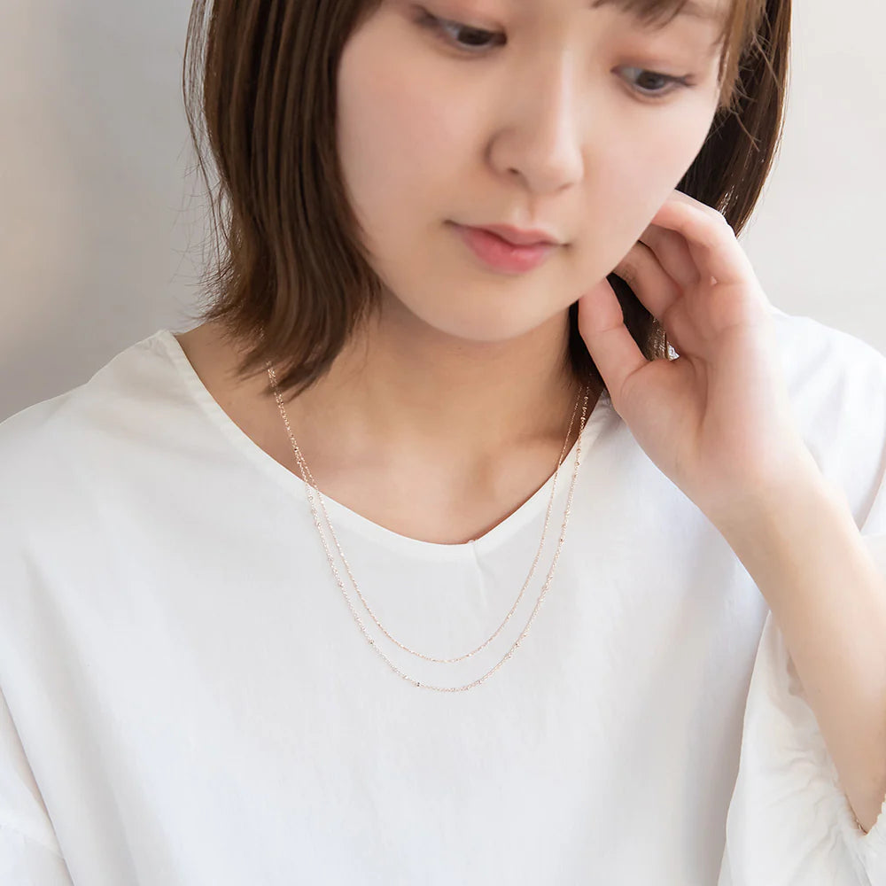 Rose Silver Double Strand Slider Necklace