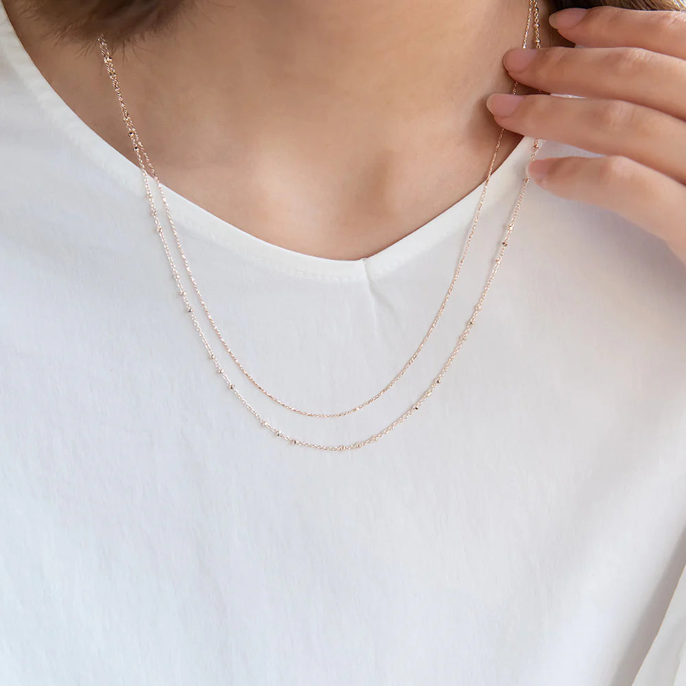 Rose Silver Double Strand Slider Necklace