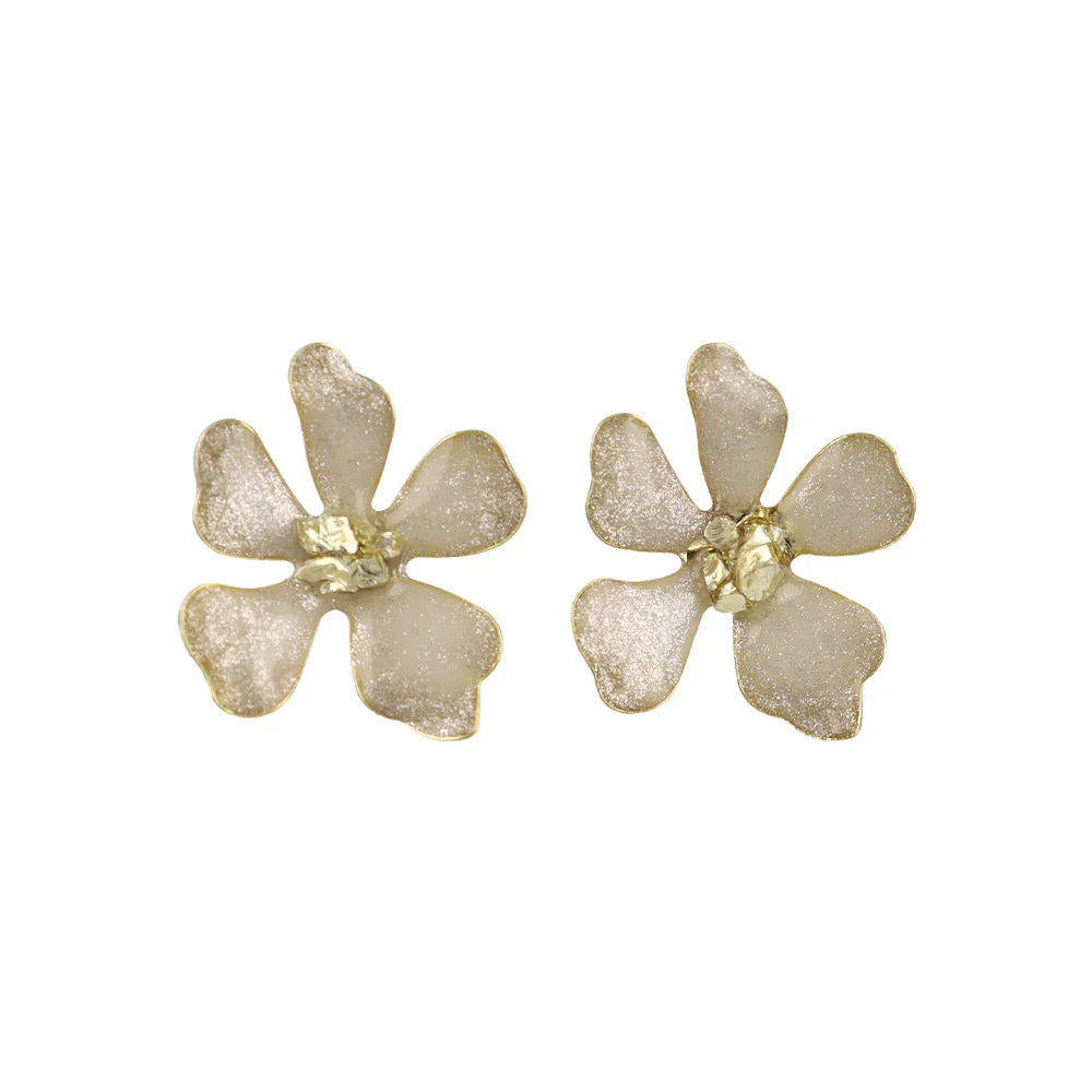 Glitter Flower Stud Earrings