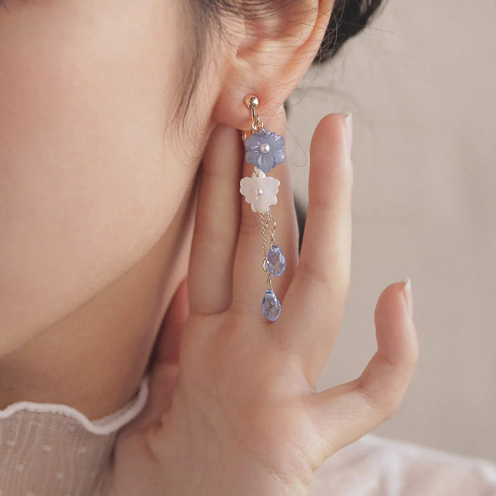 Mini Nemophila Layered Drop Clip Ons