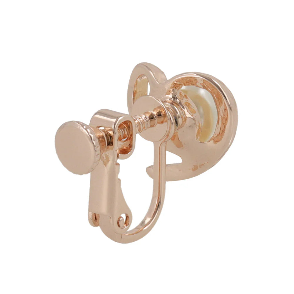 Rose Silver Tone Twisted Heart Pearl Clip Ons