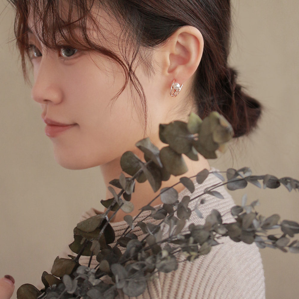 Rose Silver Double Strand Clip Ons