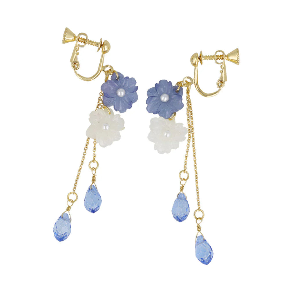 Mini Nemophila Layered Drop Clip Ons