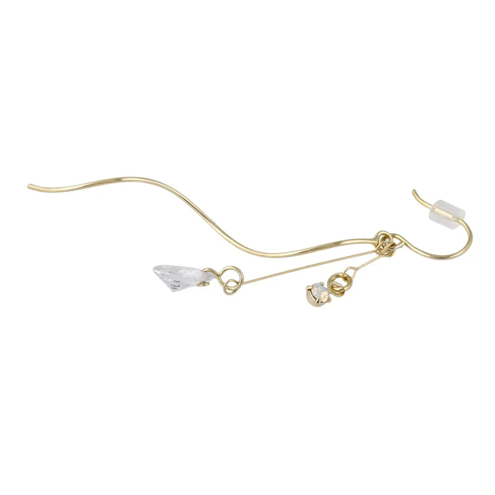 Wave and Stone Linear Drop Earrings