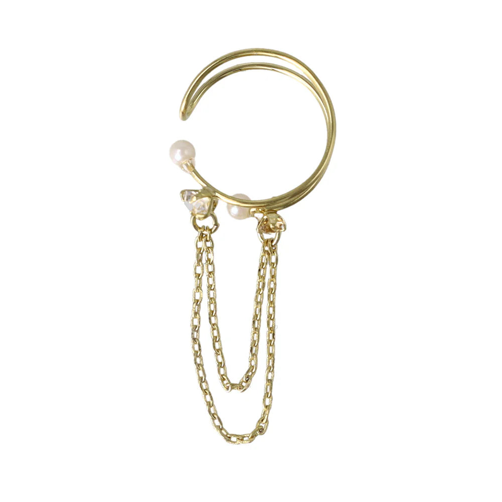 Chain Detail Double Row Ear Cuff