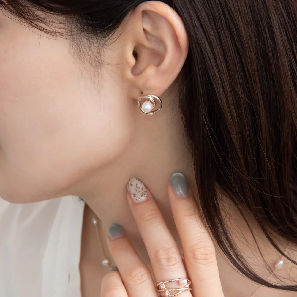 Rose Silver Pearlized Swirl Earrings