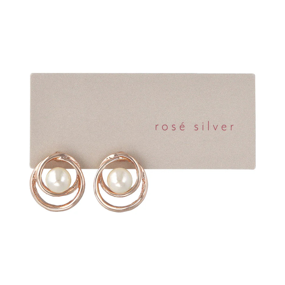 Rose Silver Pearlized Swirl Earrings
