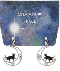 Space - Moon and Cat Earrings