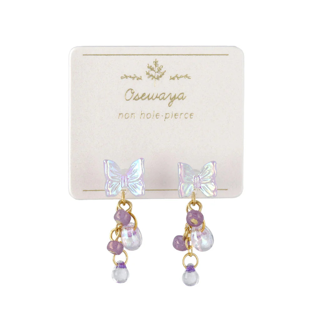 Iridescent Butterfly Cluster Drop Invisible Clip Ons