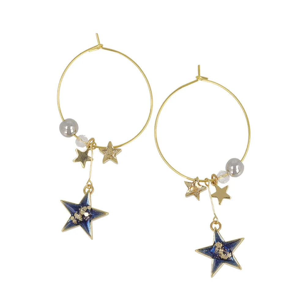 Space - Starry Beaded Hoop Earrings