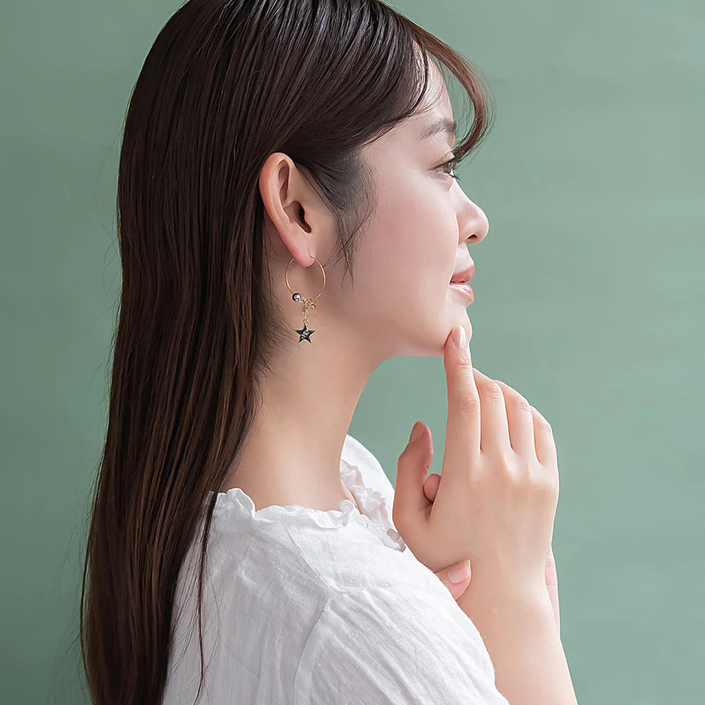 Space - Starry Beaded Hoop Earrings
