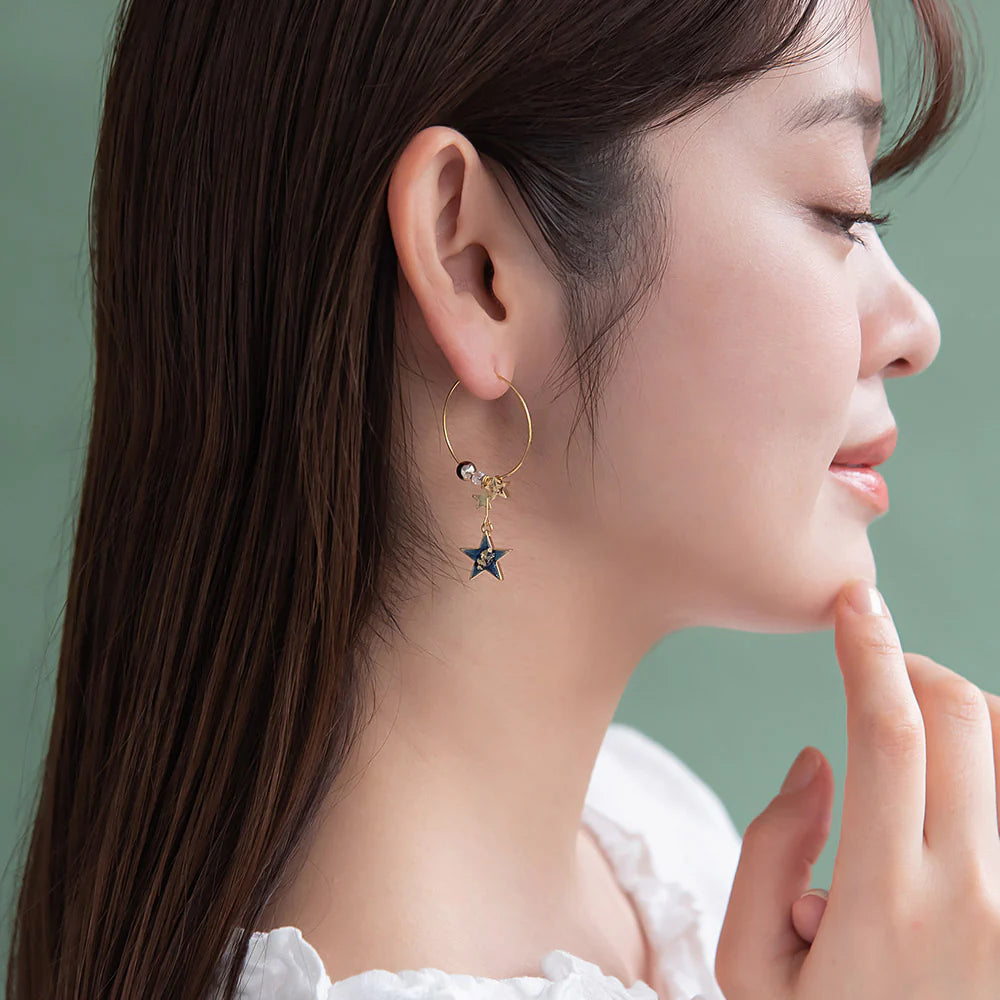 Space - Starry Beaded Hoop Earrings