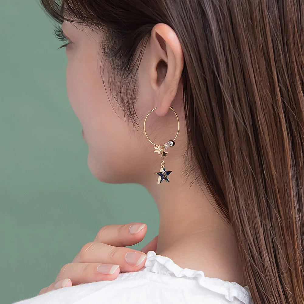 Space - Starry Beaded Hoop Earrings