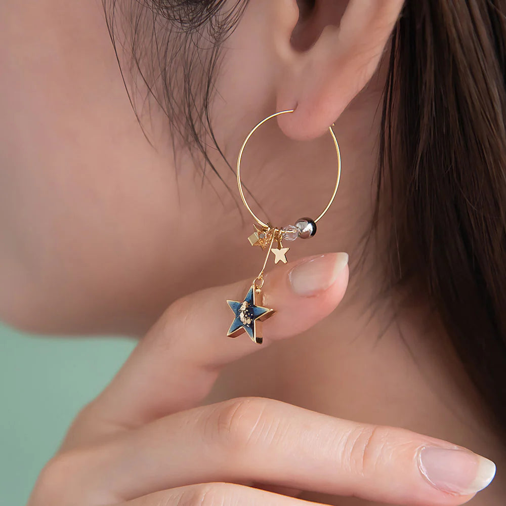 Space - Starry Beaded Hoop Earrings