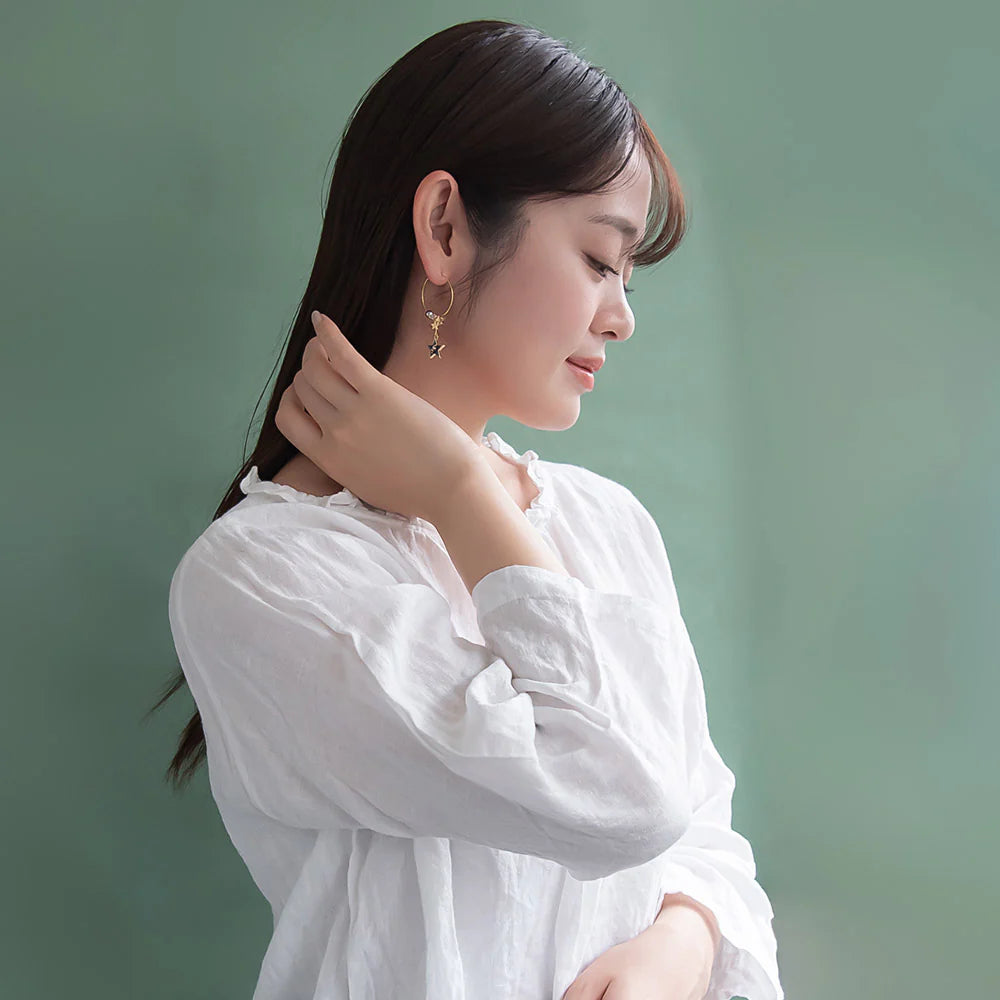 Space - Starry Beaded Hoop Earrings