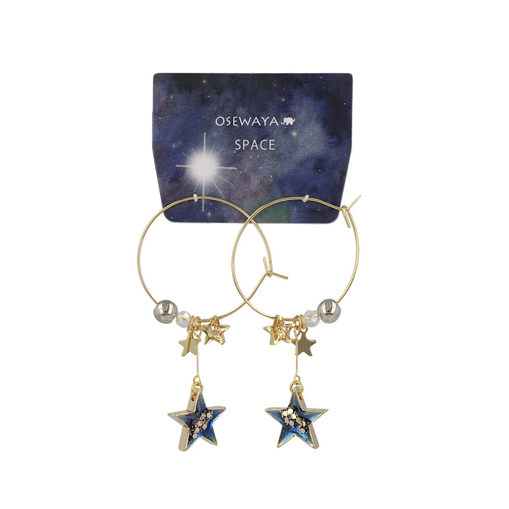 Space - Starry Beaded Hoop Earrings