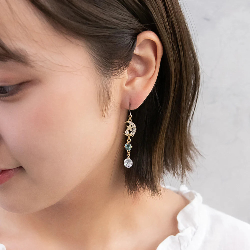 Sun and Moon Mismatched Drop Earrings