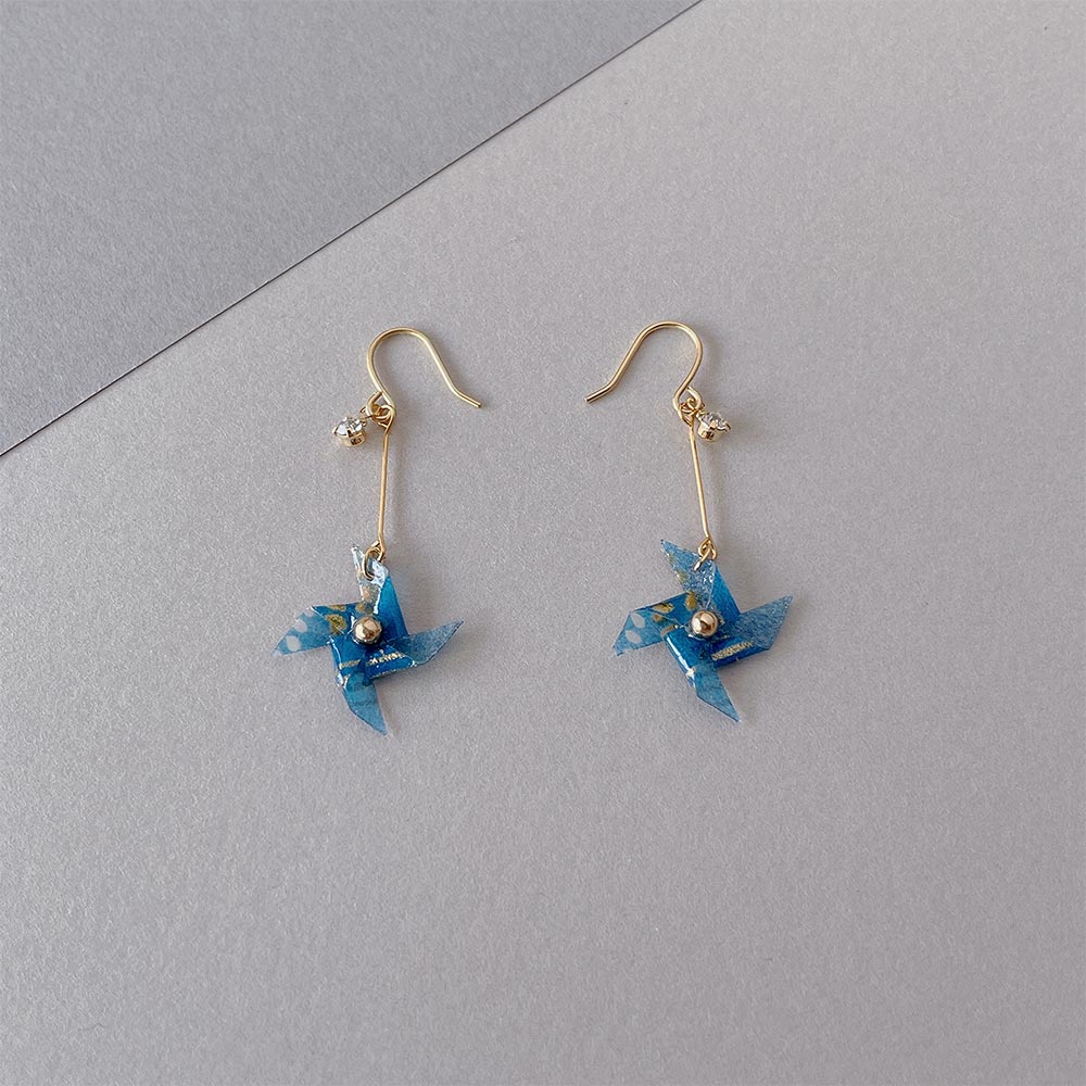 Origami Pinwheel Drop Earrings