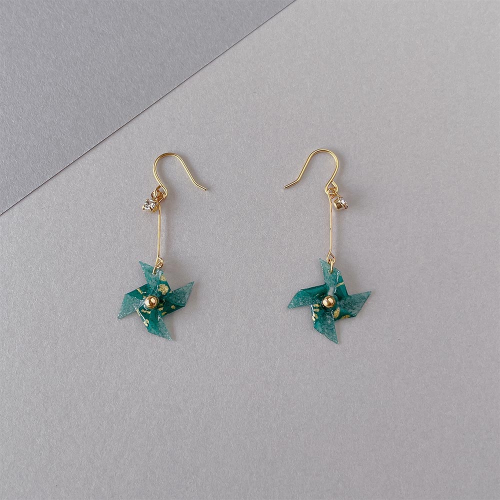 Origami Pinwheel Drop Earrings