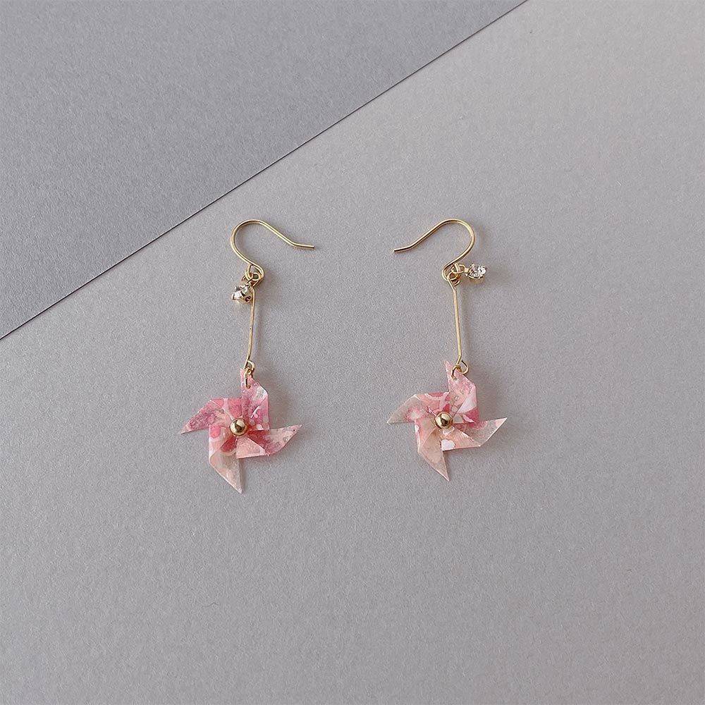 Origami Pinwheel Drop Earrings
