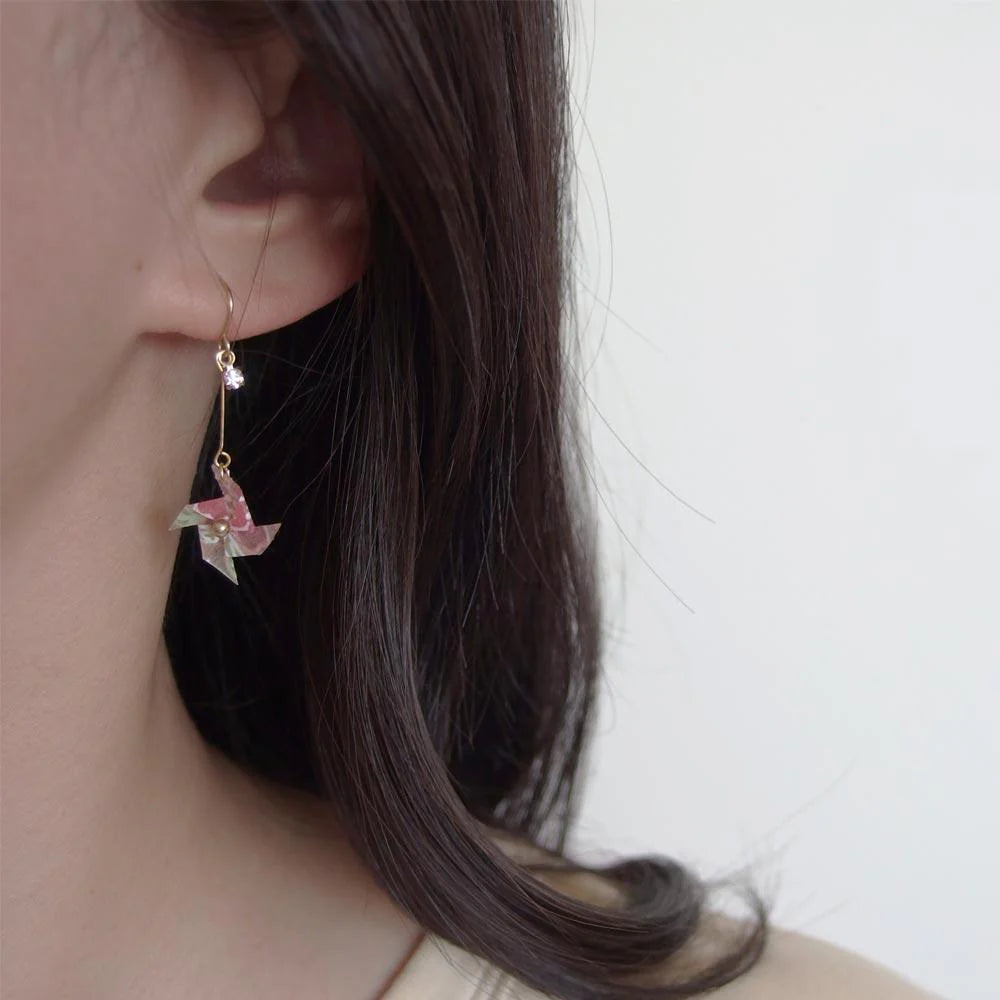 Origami Pinwheel Drop Earrings