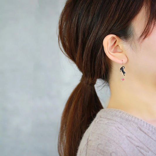 Cat and Momiji Japanese Maple Earrings