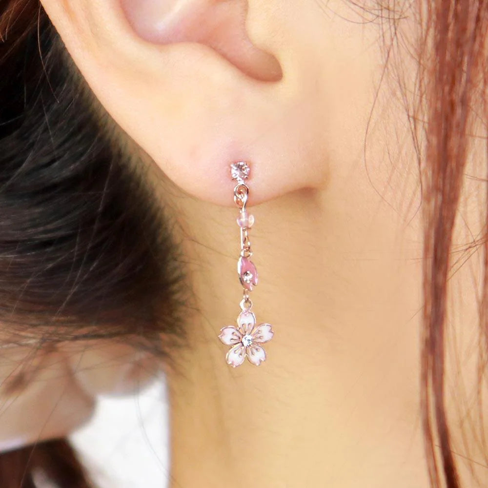 Pink Sakura Stick Drop Earrings