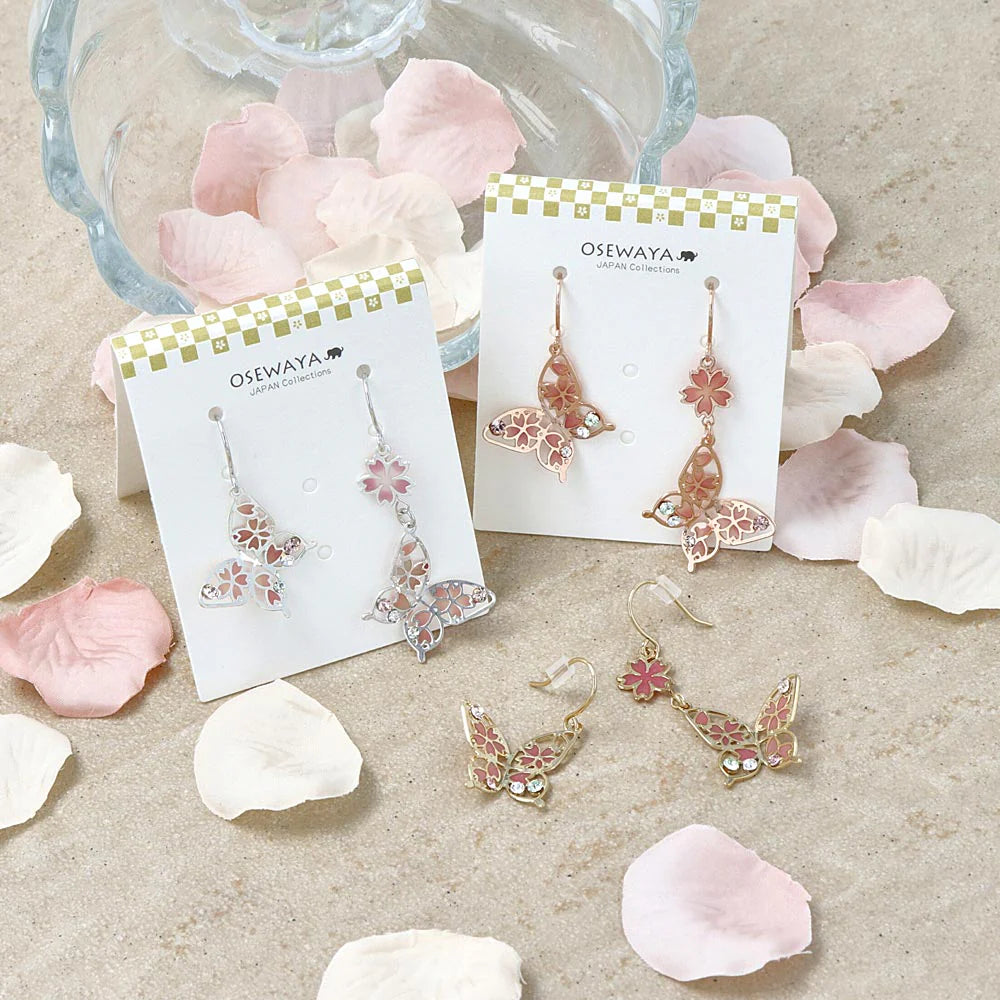 Sakura Filigree Butterfly Earrings