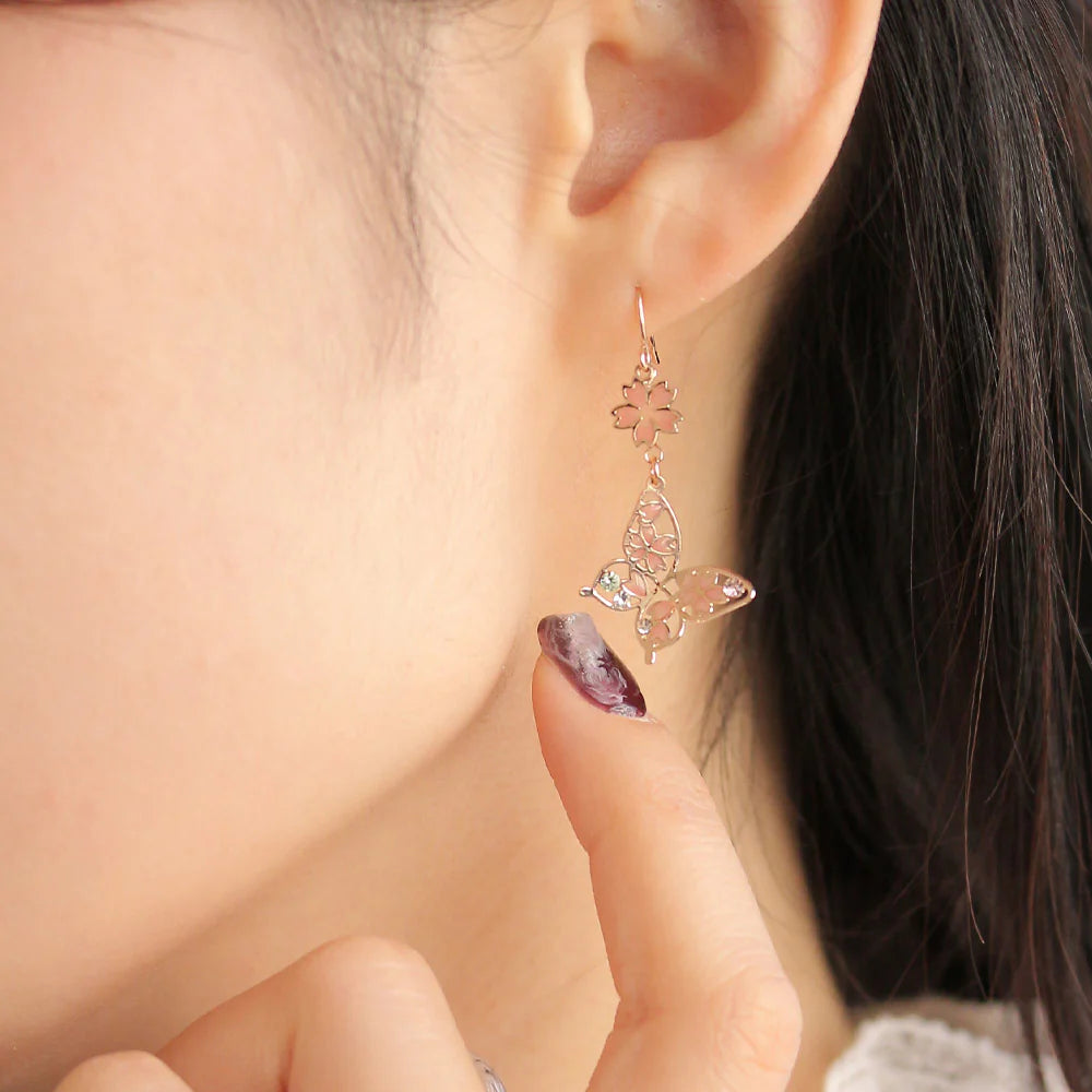 Sakura Filigree Butterfly Earrings