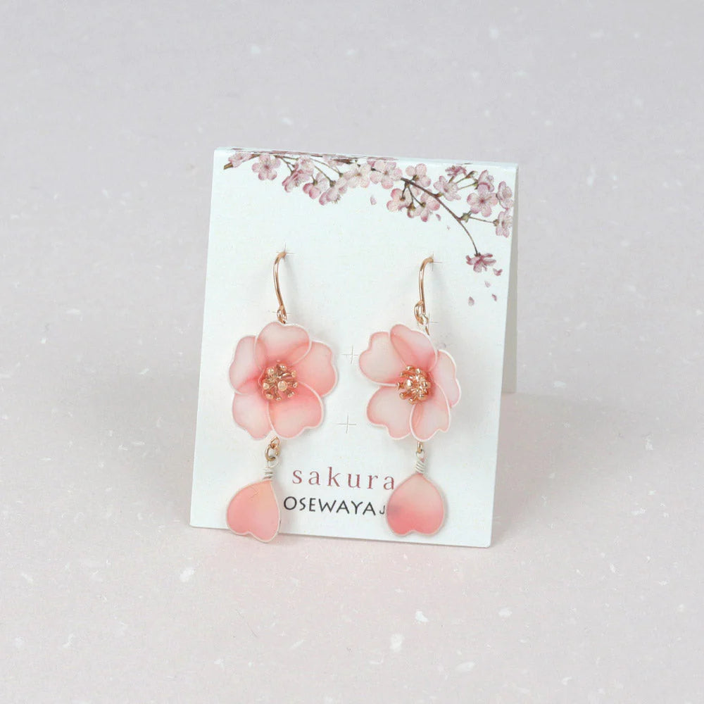 Pink Sakura Petal Drop Earrings