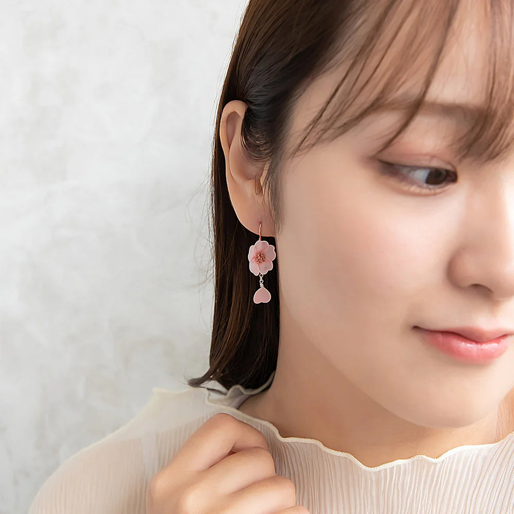 Pink Sakura Petal Drop Earrings