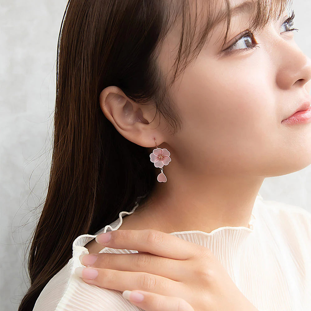 Pink Sakura Petal Drop Earrings